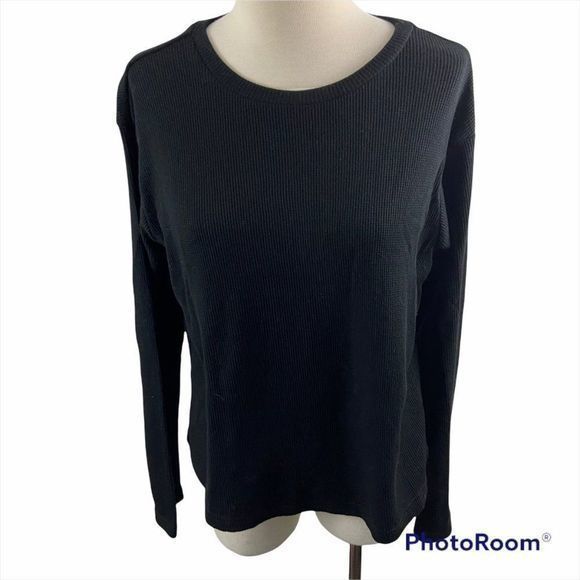 NWT RDI Black Waffle‎ Crew Neck Long Sleeve Shirt (M) - Picture 8 of 8